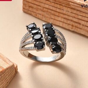 EverTrue Thai Black Spinel 4.30 ctw Ring in Stainless Steel